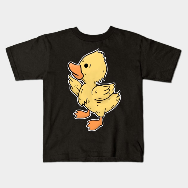 Duckling hand drawn looking to the left yellow Kids T-Shirt by Mesyo